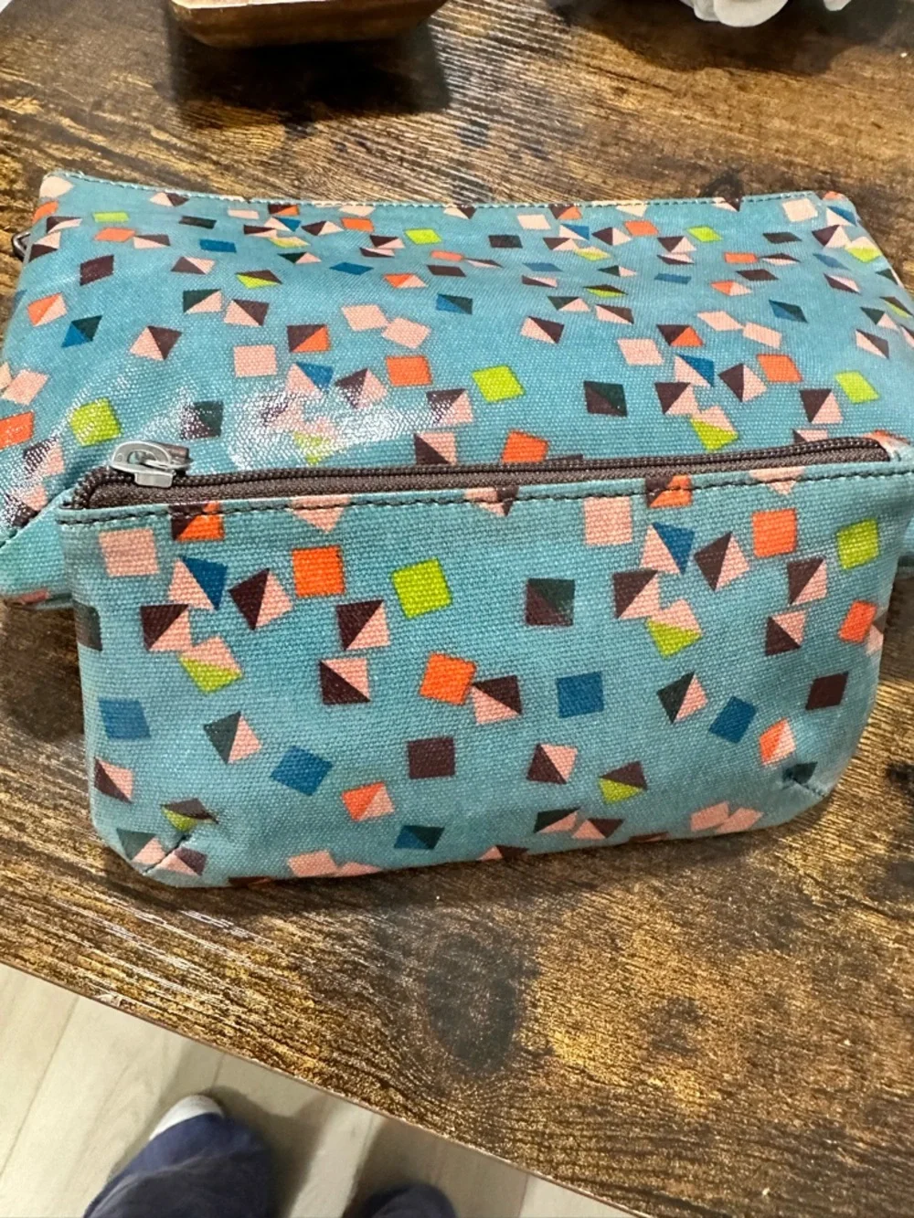Fossil Printed Coated Canvas Cosmetic Bag Set (2-Piece) Teal Multi - Picture 2 of 8